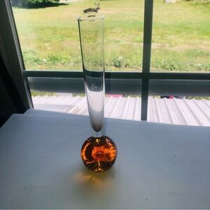 Mid Century Amber controlled bubble glass vase for that special flower